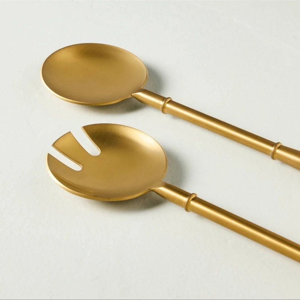 Hearth & Hand Brass Finish Salad Fork and Spoon 2 piece Set